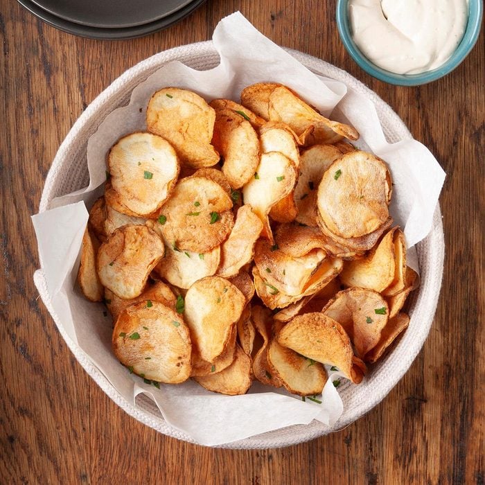 Air Fryer Potato Chips In A Bowl