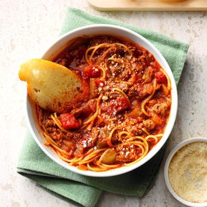 Ground Beef Spaghetti Skillet