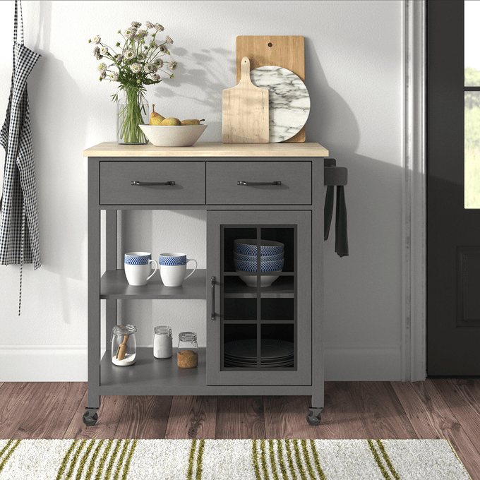 Laurel Foundry Modern Farmhouse Rolling Kitchen Cart