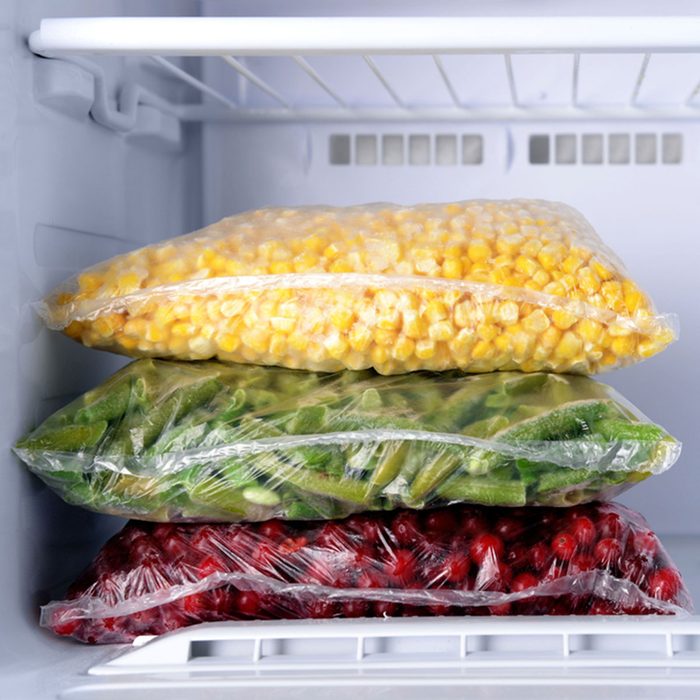 Frozen food in freezer