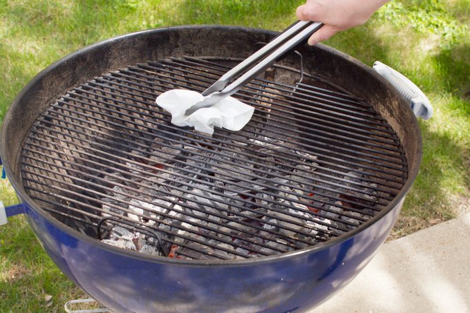 preparing grill for pork chops