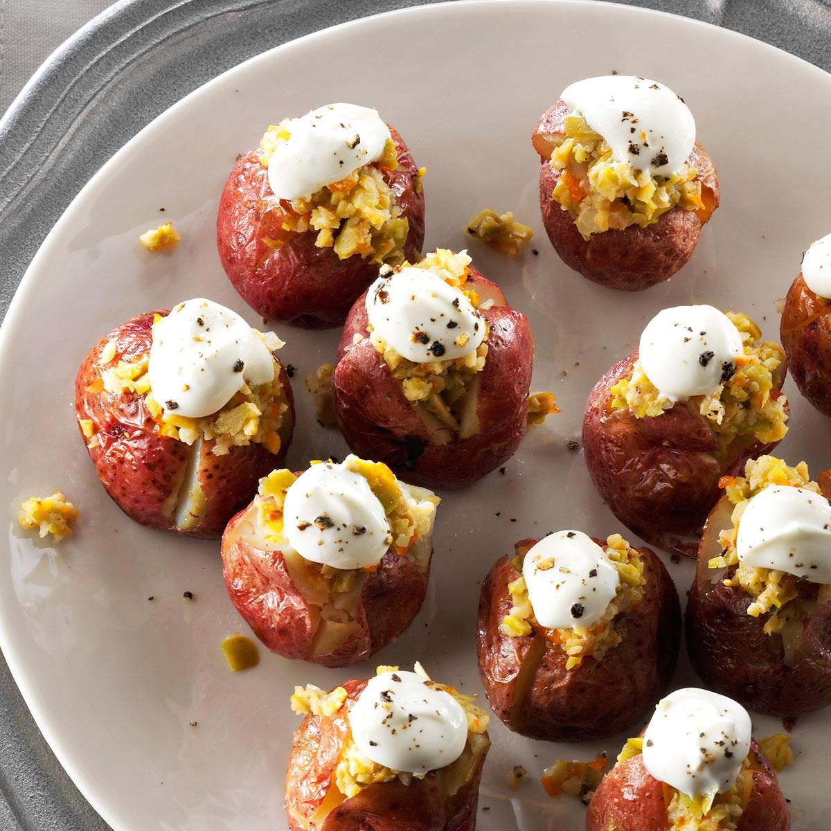 Baked Baby Potatoes with Olive Pesto