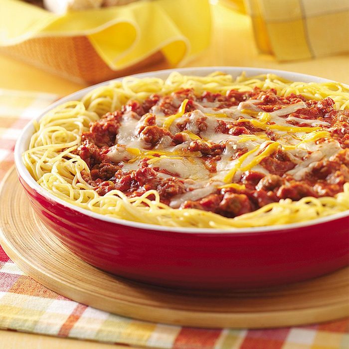 Cheesy Sausage Spaghetti Pie