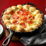 Cheesy Skillet Pizza Dip in cast-iron skillet