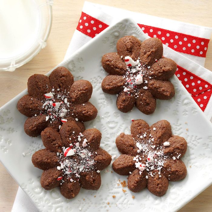 Chocolate Peppermint Spritz Cookies
