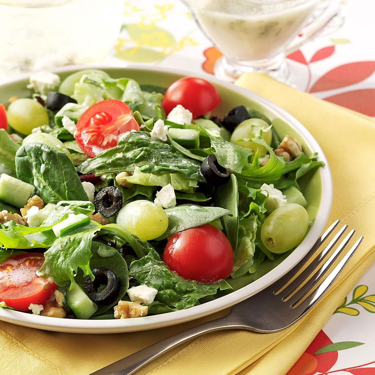 Greek Salad with Green Grapes