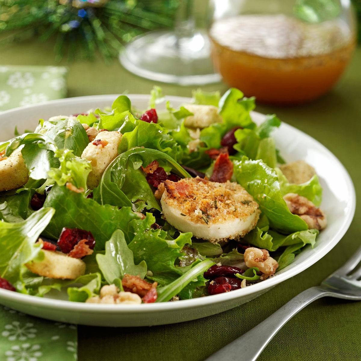 Green Salad with Baked Goat Cheese