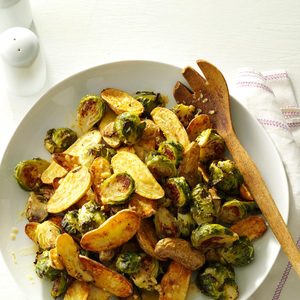 Lemon Roasted Fingerlings and Brussels Sprouts