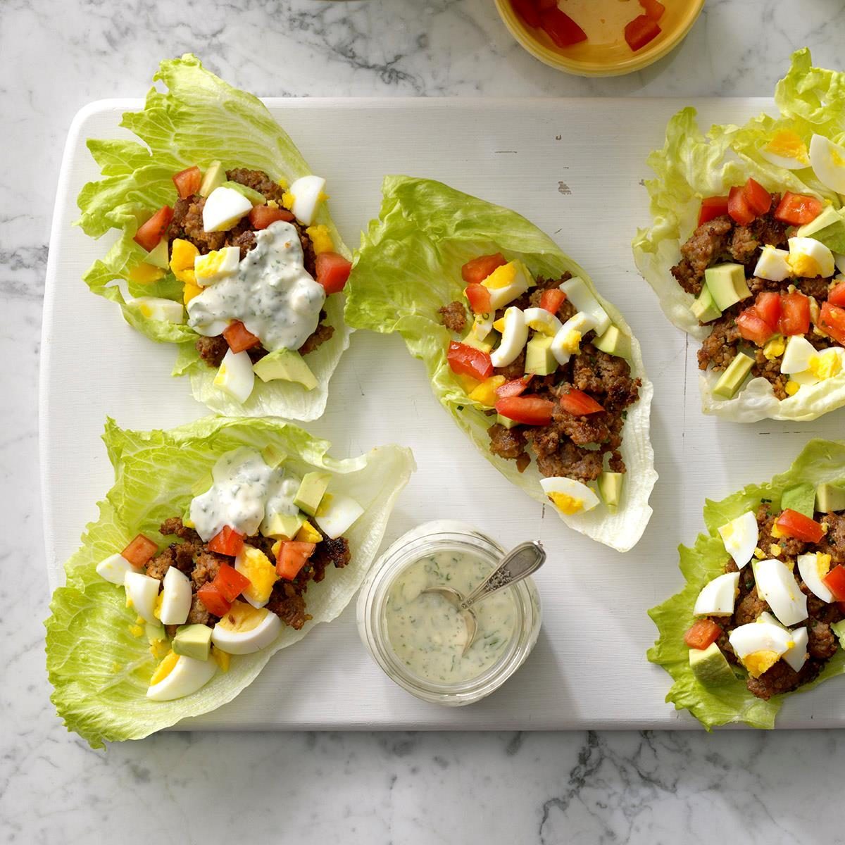 Sausage Cobb Salad Lettuce Wraps