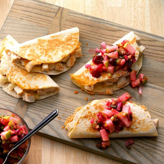 Turkey Quesadillas with Cranberry Salsa