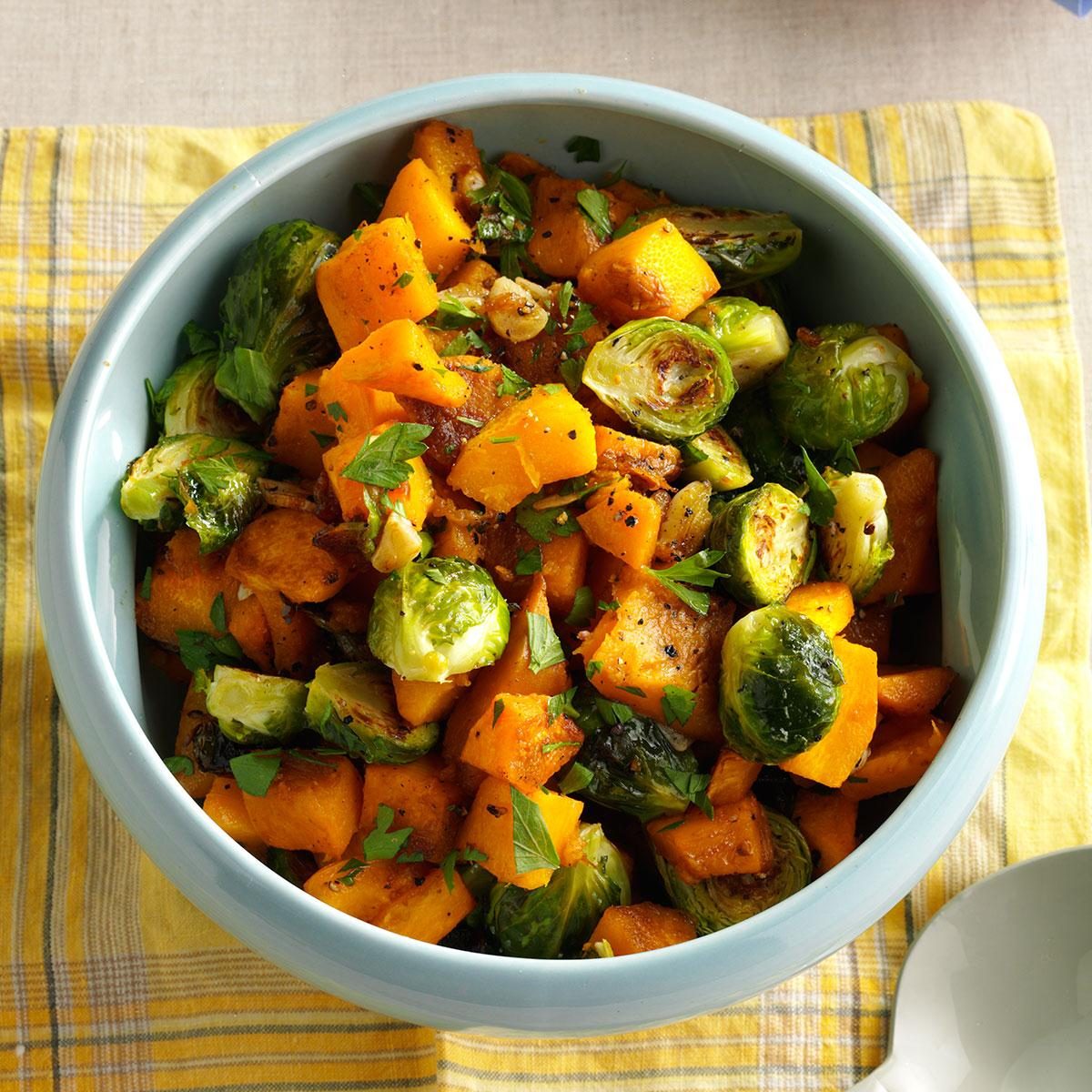 Roasted Pumpkin and Brussels Sprouts
