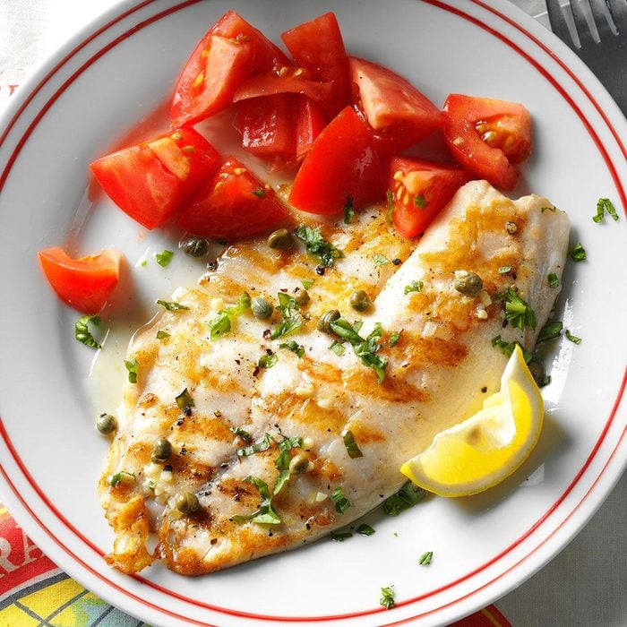 Grilled fish and tomatoes