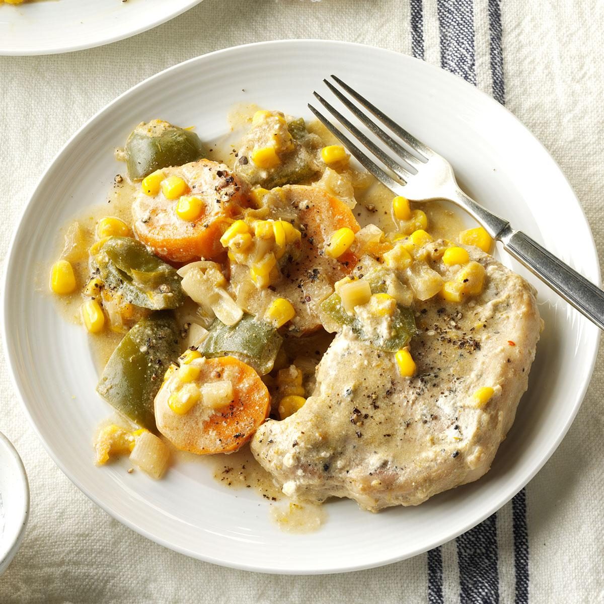 Green Chili Chops with Sweet Potatoes