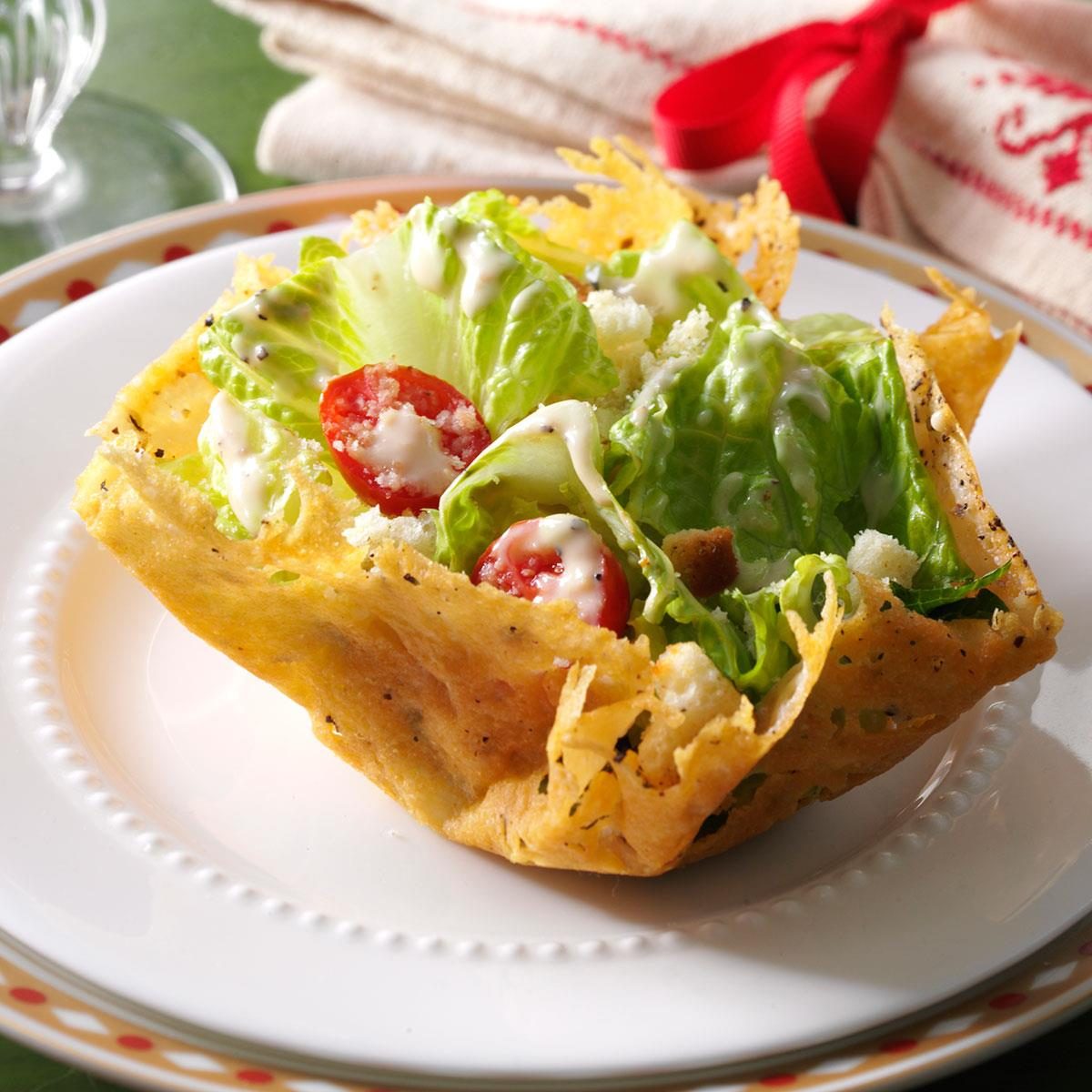 Caesar Salad in Peppered Parmesan Bowls Recipe Taste of Home