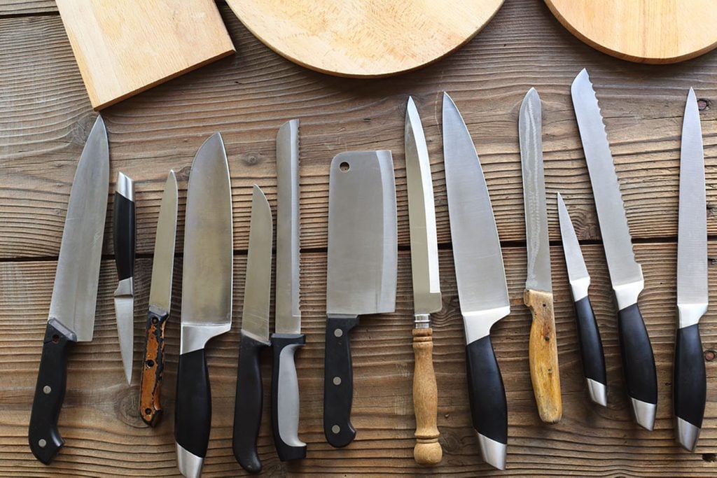 Collection of various kitchen knives