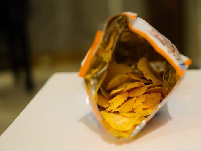 Potato chips in a bag