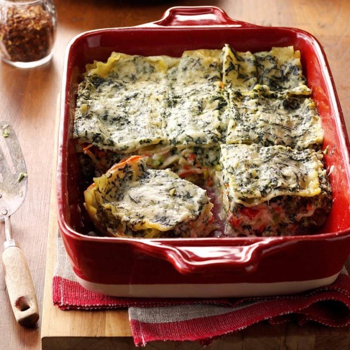 Four Cheese Spinach Lasagna Recipe Taste Of Home