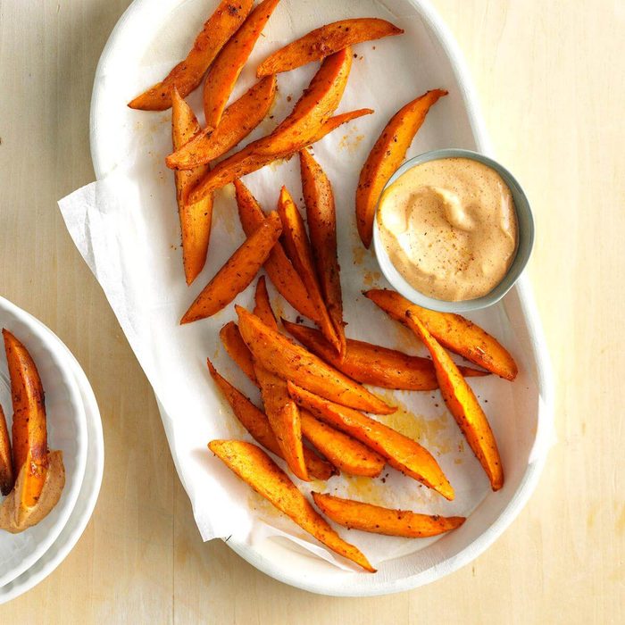 Sweet potato wedges with chili mayo