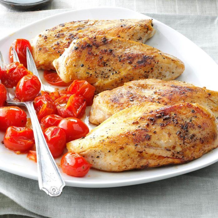 Balsamic Chicken with Roasted Tomatoes Recipe | Taste of Home