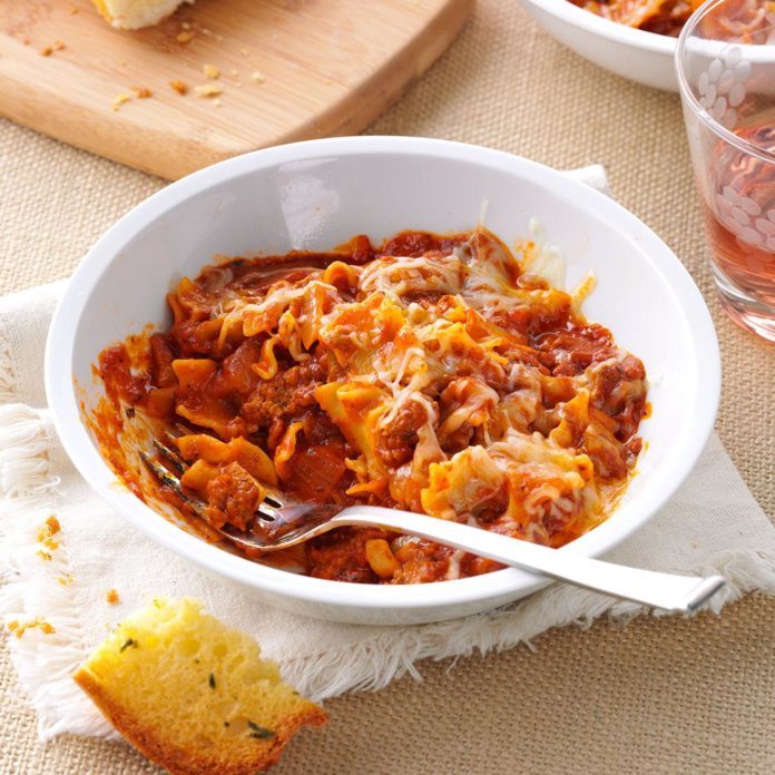 Spicy Lasagna Skillet Dinner Recipe | Taste of Home