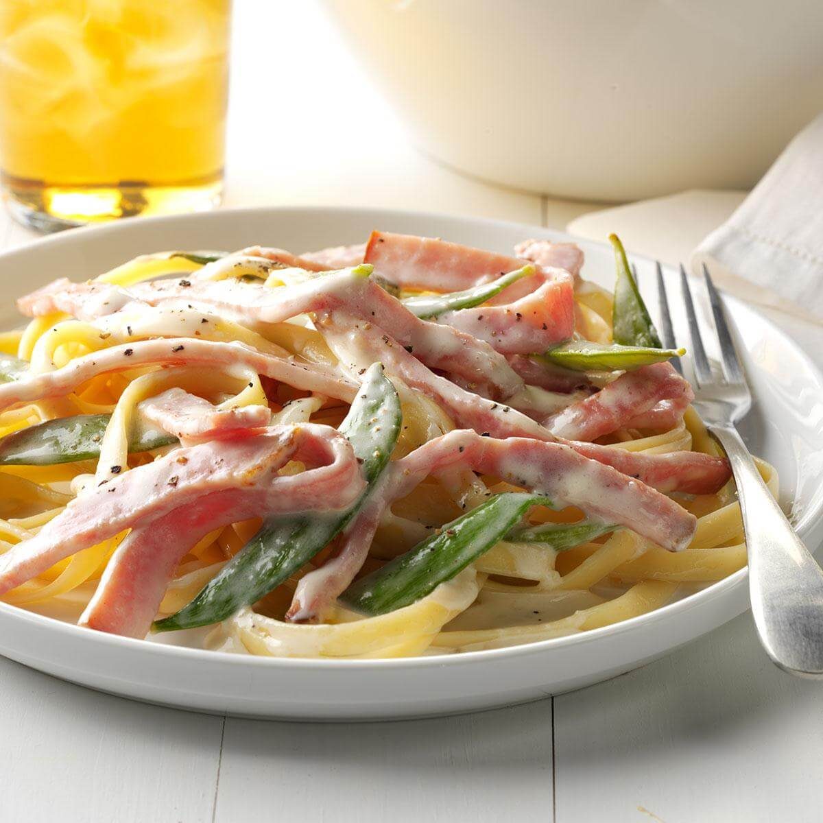 Ham and Pea Pasta Alfredo Recipe | Taste of Home