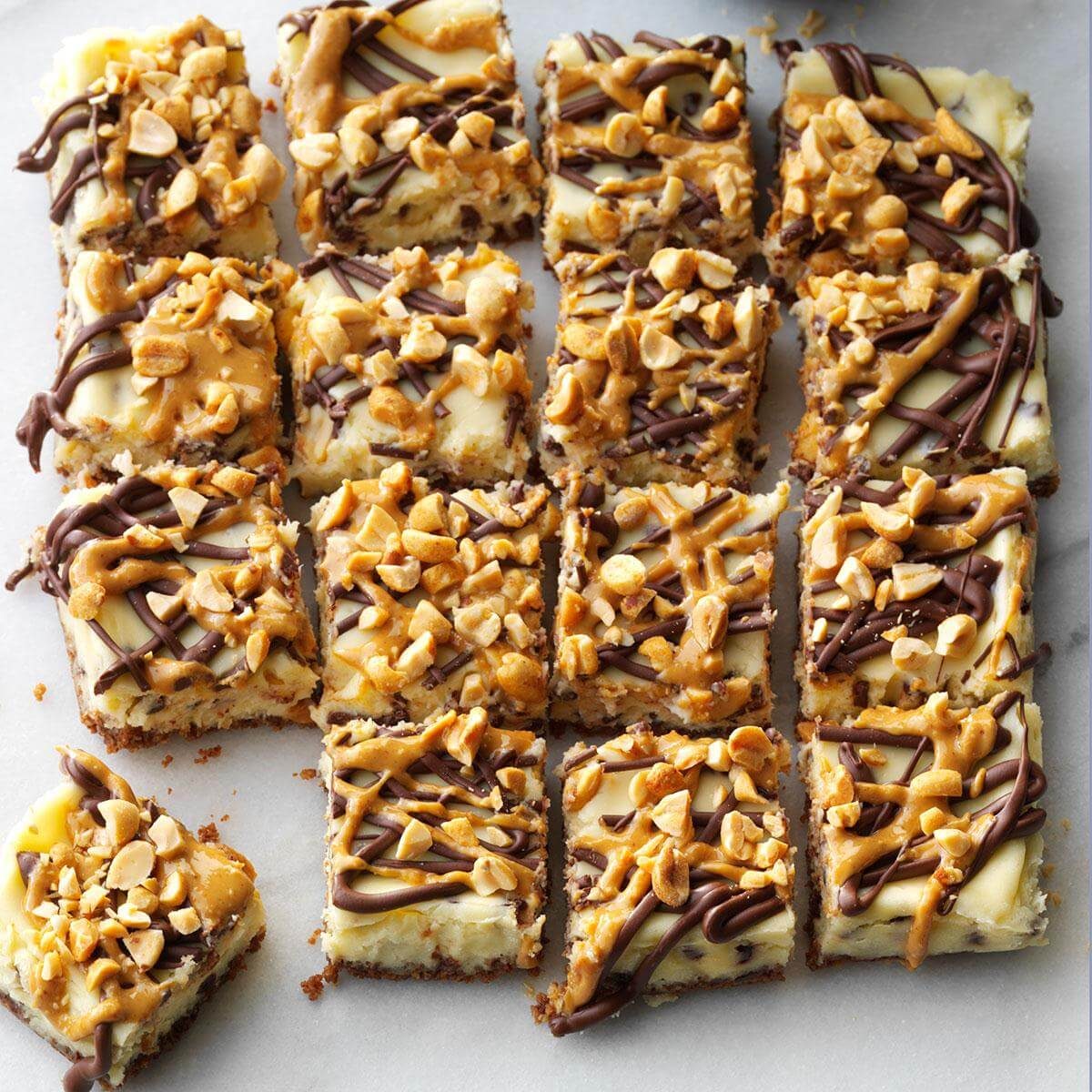 Gluten Free Peanut & Chocolate Chip Cheesecake Bars