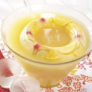 golden fruit punch with ice ring