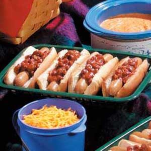 Hot Dogs with Chili Beans Recipe | Taste of Home