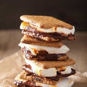 homemade marshmallow s'mores with chocolate on crackers