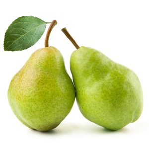 two ripe pears isolated on white background