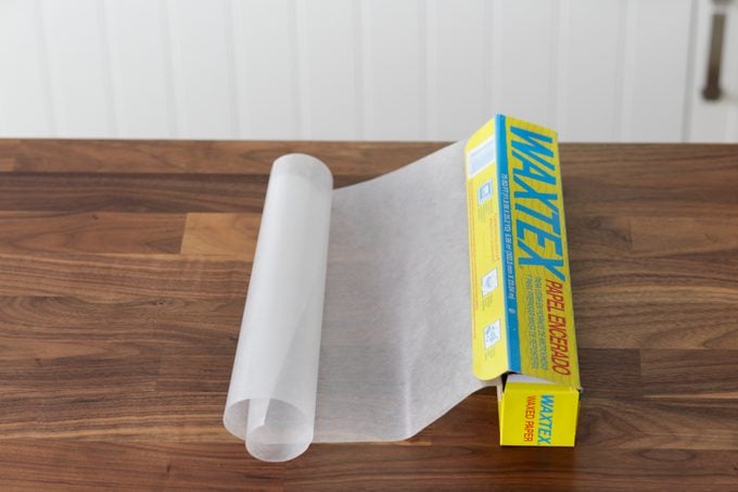 Roll of wax paper on a countertop