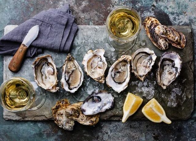 oysters on a tray