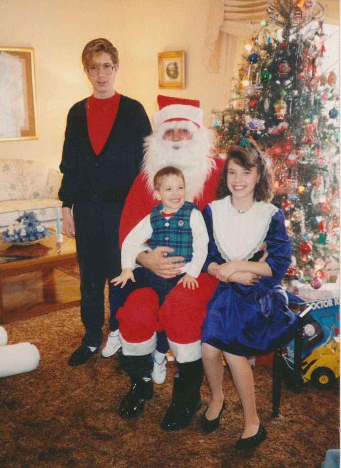 Santa visiting a family on Christmas