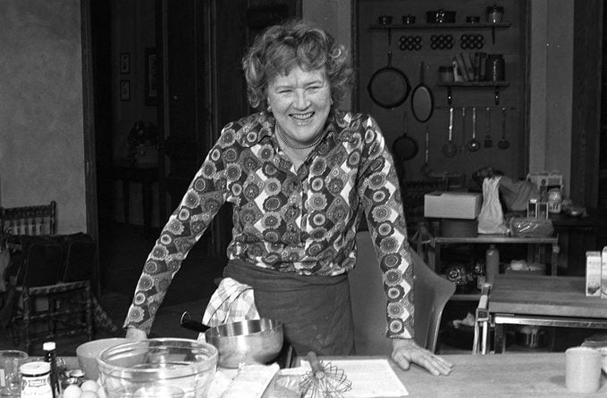 Julia Child on the set of her cooking show