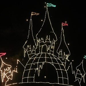 Huge winter wonder castle light display
