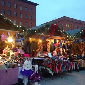 Line-up of stalls at the St. Paul European Christmas Market