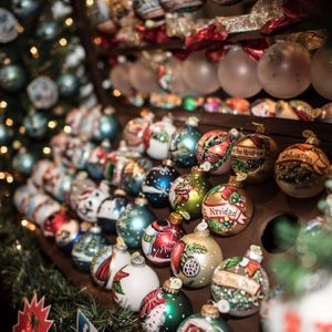 Rows of ornaments on display