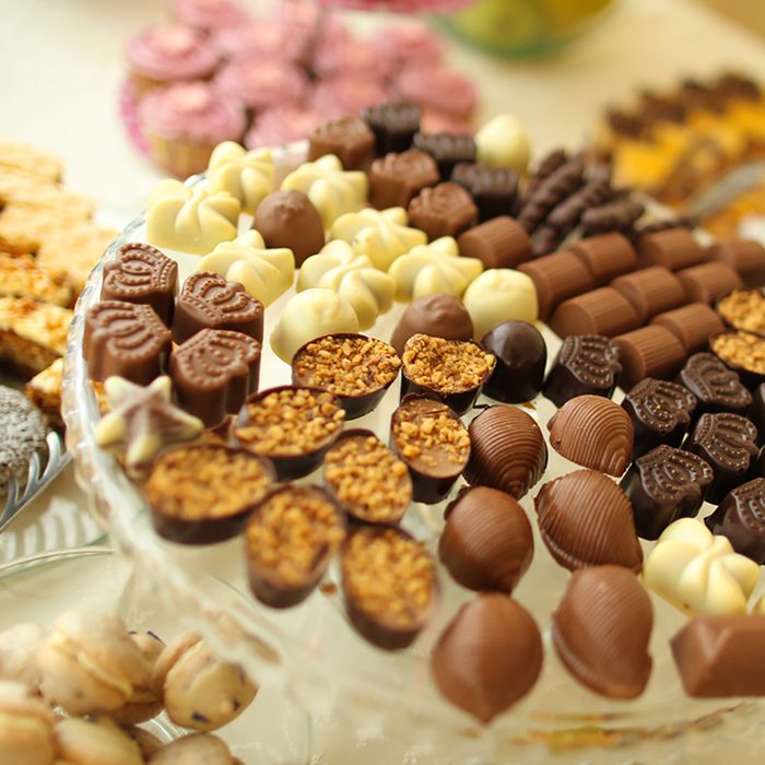 candy bar with various types of chocolate; Shutterstock ID 565346995