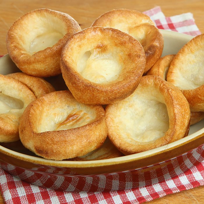 Yorkshire puddings in serving dish