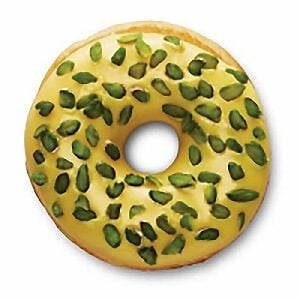 saffron-infused icing with sprinkled pistachios donut