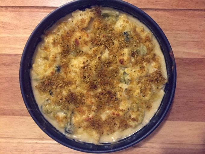 Gratin in blue dish