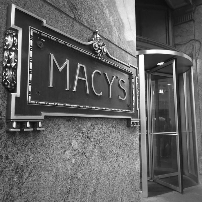 NEW YORK CITY - DEC 2: Sign at entrance of Macy's department store in Herald Square, NYC on Dec 2, 2011. This building was added to the National Register of Historic Places as a landmark in 1978