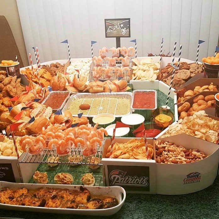 Super Bowl snack stadium with shrimp
