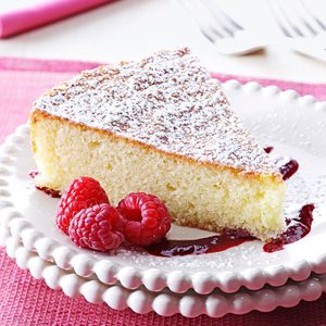 Almond Cake with Raspberry Sauce