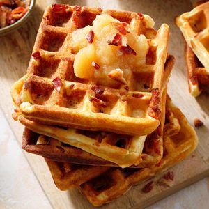 Bacon Potato Waffles with Applesauce