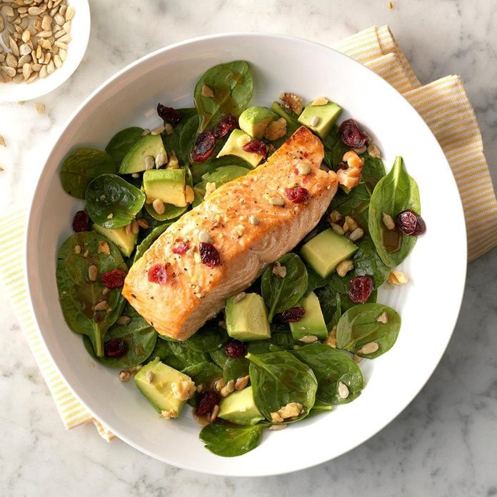 Salmon & Spinach Salad with Avocado