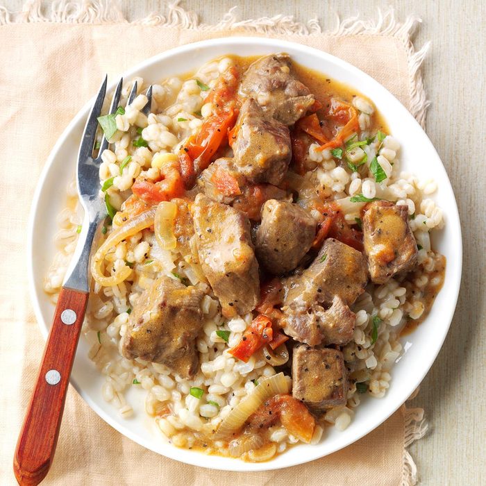 Barley Risotto and Beef Stroganoff