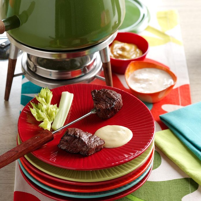 Beef Fondue with Sauces Recipe: How to Make It | Taste of Home