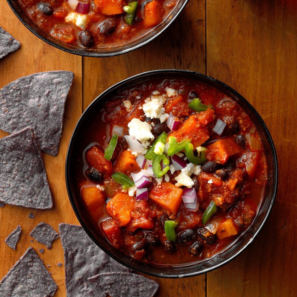 Black Bean, Chorizo & Sweet Potato Chili