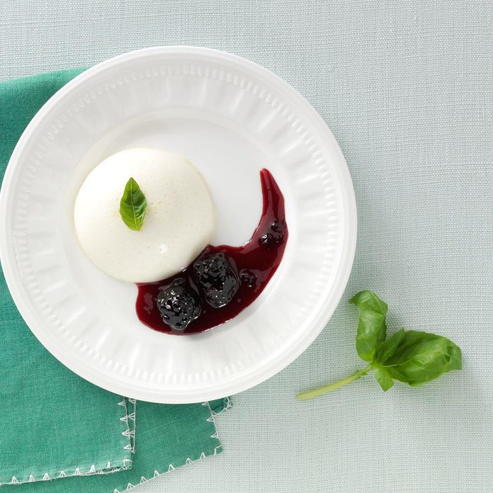 Blackberry-Basil Panna Cotta